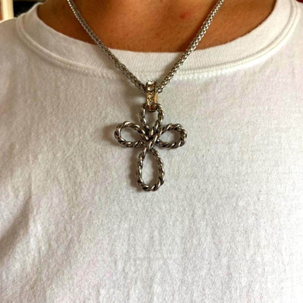 Cross necklace with crystal embellishments